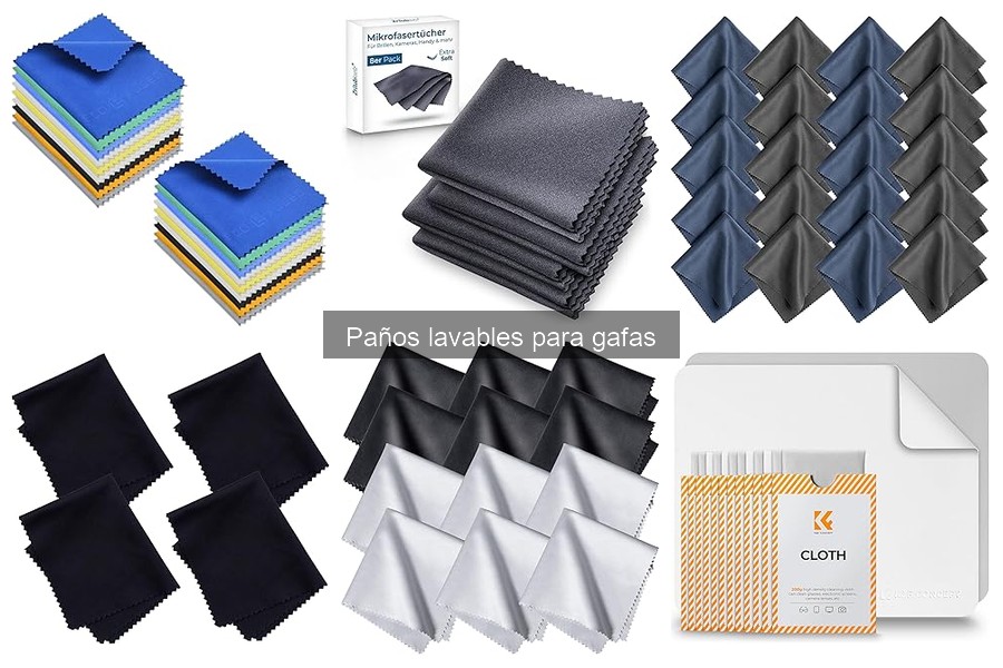 Diferencias en colores y materiales de paños lavables para gafas
